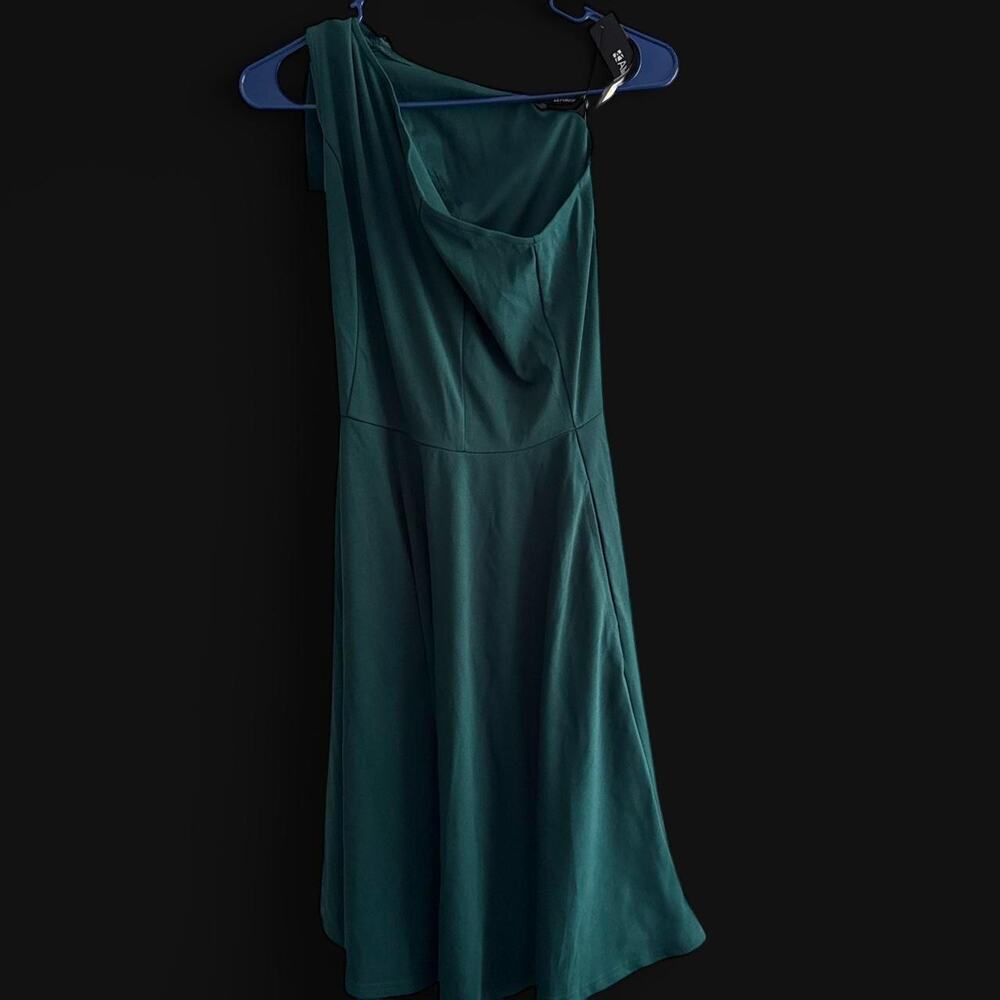 Green midi dress with cowl